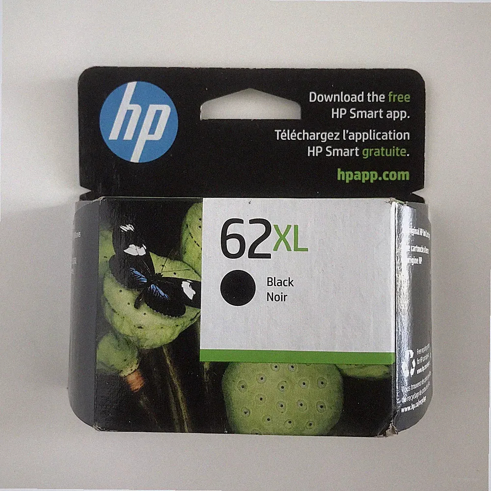 2023 Genuine HP 62XL Black Ink Cartridge C2P05AN High Yield Sealed OEM Box