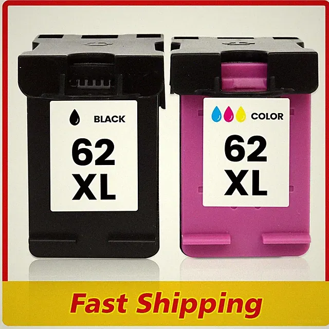 2PK For HP 62 XL Black And 62XL Color Ink Cartridges For Envy 7640 7645 5660