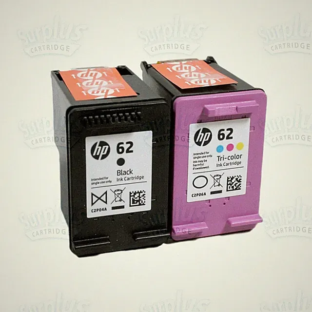 2pk Genuine HP 62 Black/Color Ink ENVY 5540 5542 5545 5644 5660 5663 7640 7645