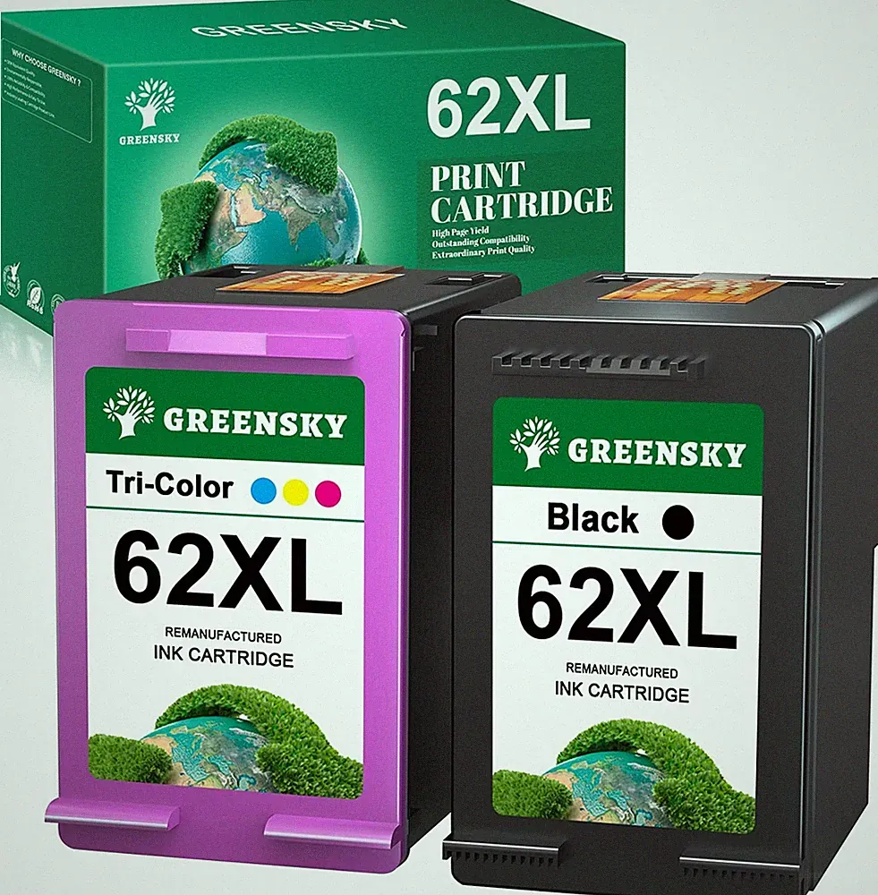 62XL High Yield Printer Ink Cartridge for HP Envy 5540 5646 5660 7640 7645