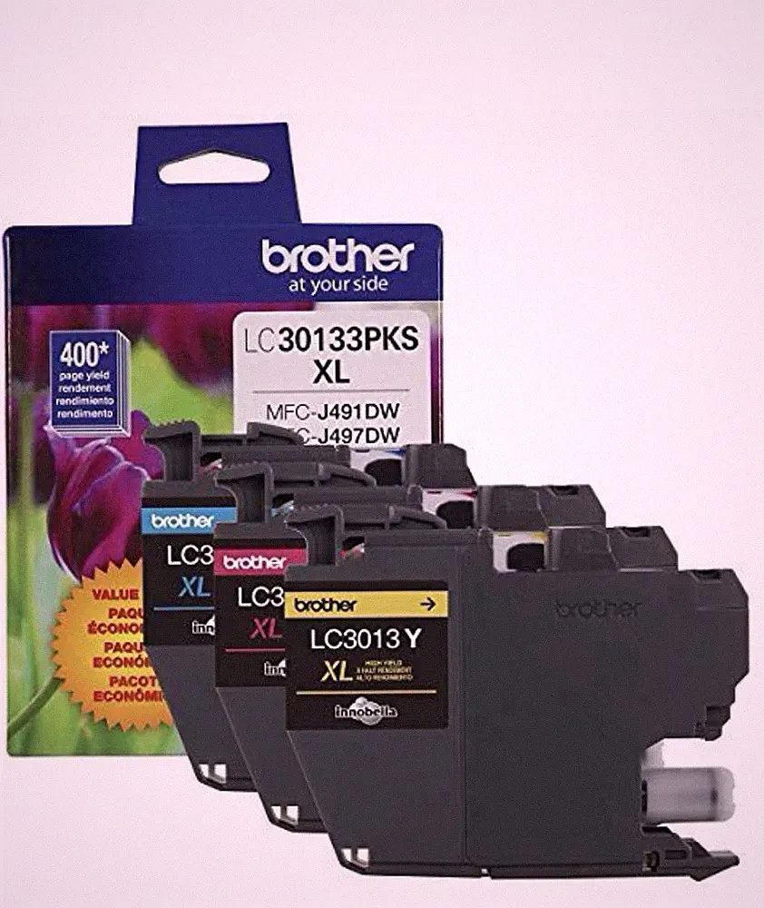 Brother Genuine LC3013BK, LC30133PKS High Yield Black, Cyan, Mage 4 Pack