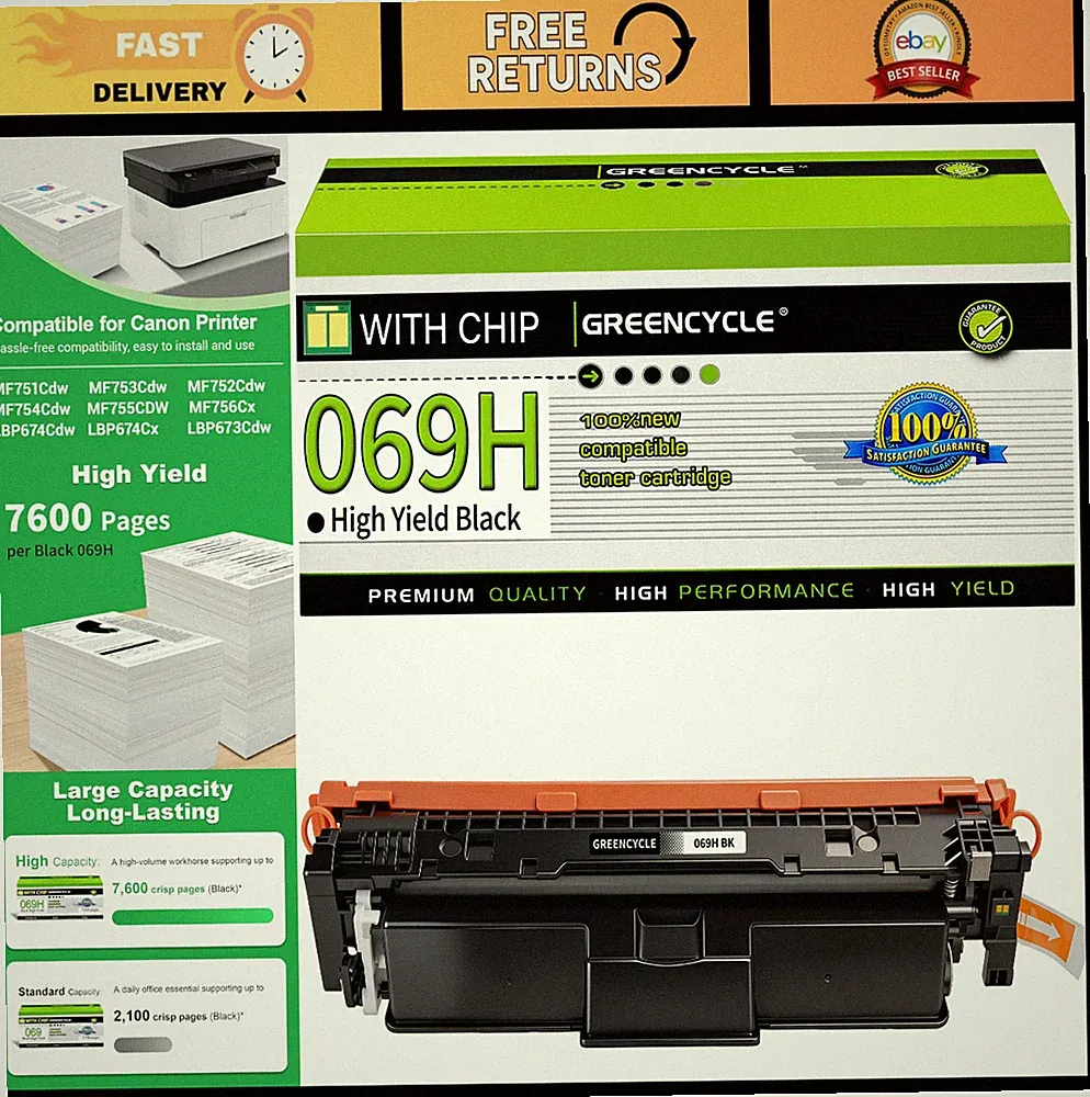 High Yield Black Toner Cartridge Replacement for Canon 069 069H - Compatible Ink