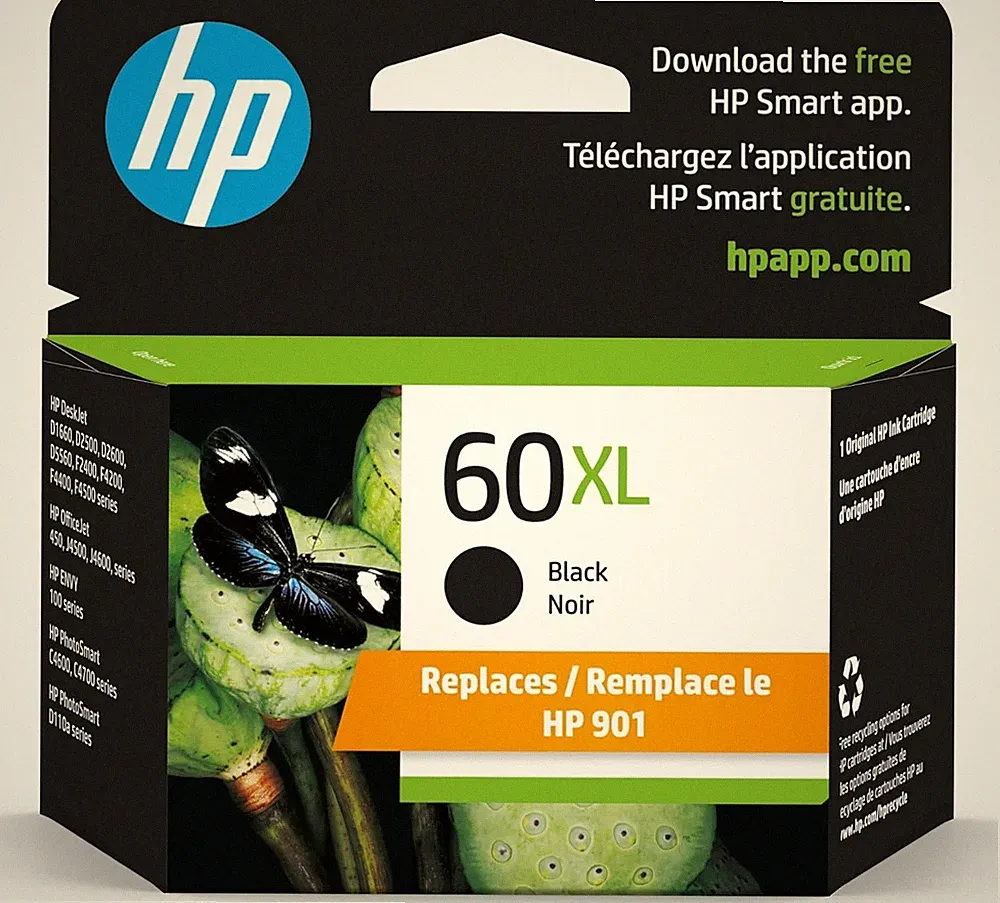 HP 60XL High-Yield Ink Cartridge - Black (Choose EXP Date) NEW SEALED !!!