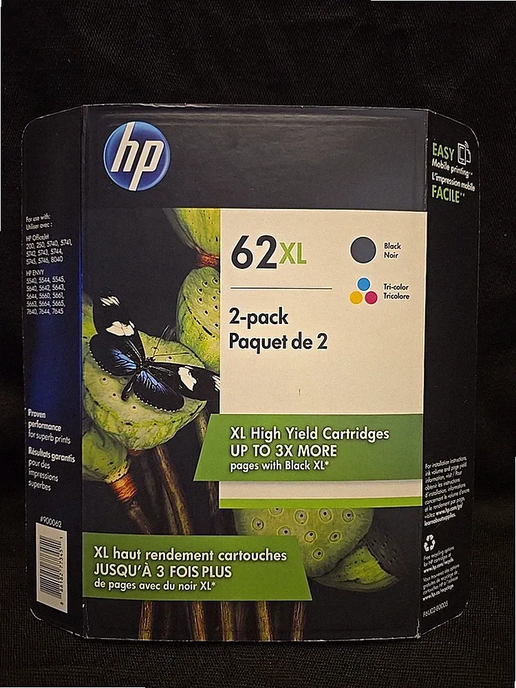 HP 62XL Combo Set Black & Color Ink Cartridges Genuine | Expired 2019 High Yield