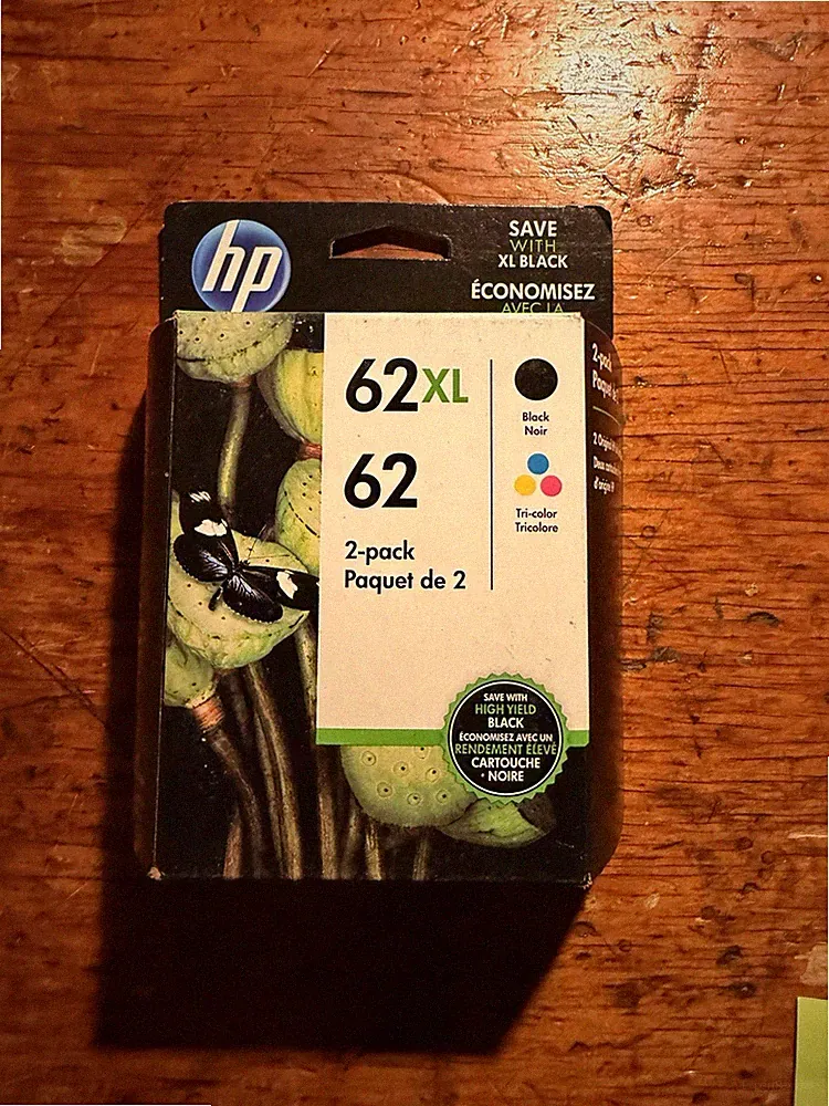 HP Ink Cartridge 62XL Black High Yield + 62 Tri-Color SEALED 2022