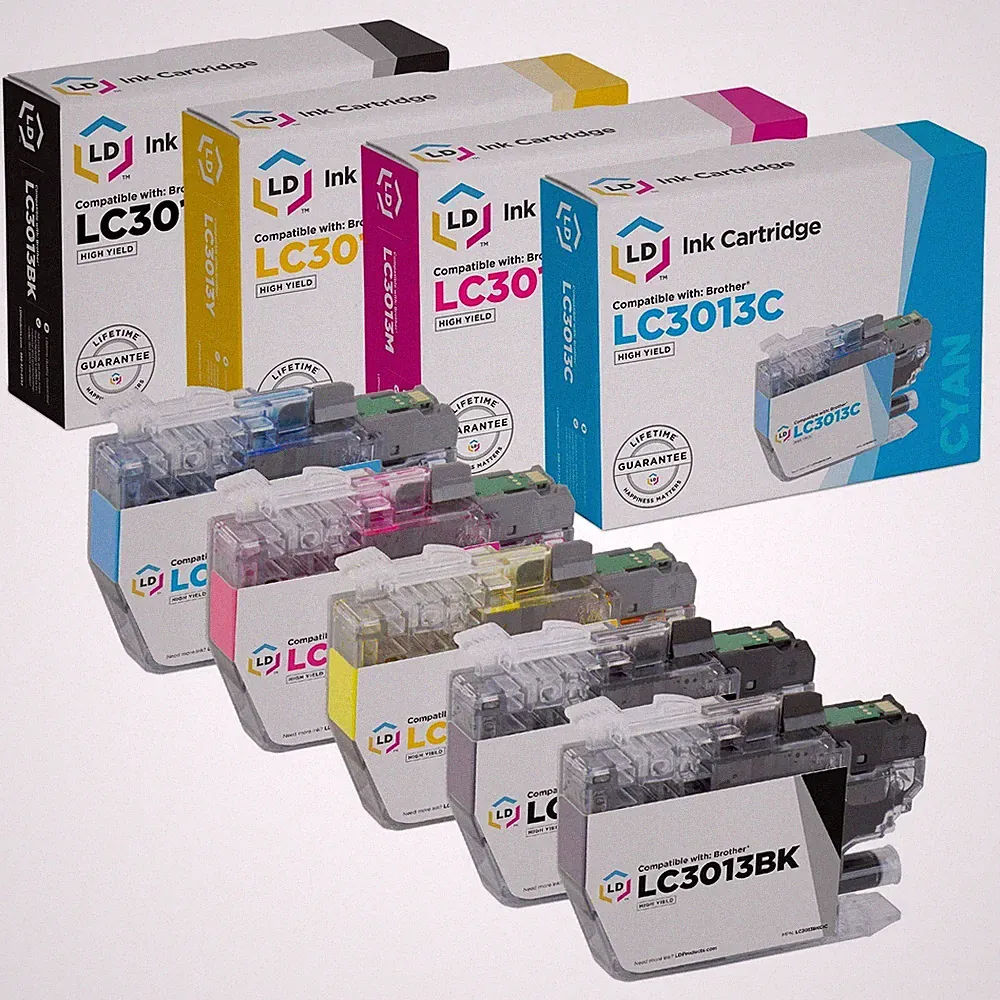 LD Compatible Brother LC3013 High Yield Ink: 2 Black 1 Cyan 1 Magenta 1 Yellow