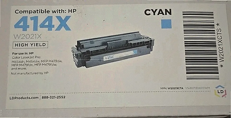LD HP 414X W2021X Cyan High Yield Toner Printer Ink Toner Replacement