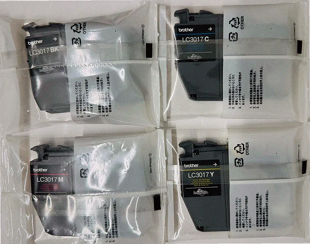 New Genuine Brother LC3017 Black Cyan Magenta Yellow 4PK Starter Ink Cartridges