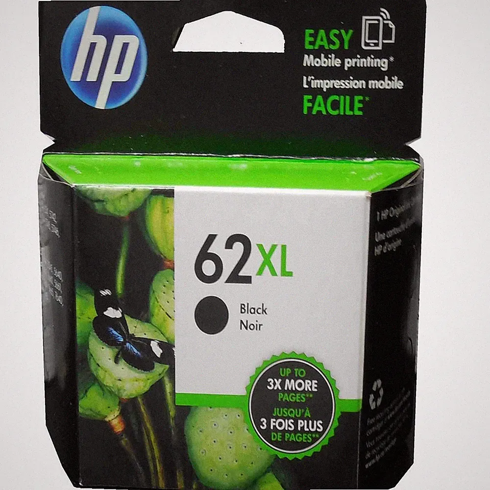 New HP 62XL High Yield Black Ink Cartridge C2P05AN Sealed Box Exp Date June 2027