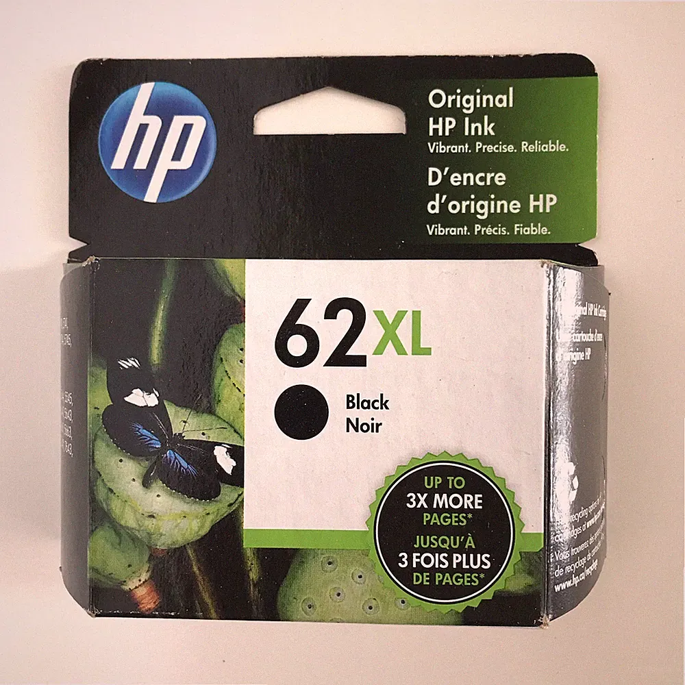 No Box Genuine HP 62XL Black Ink Cartridge C2P05AN High Yield OEM Sealed
