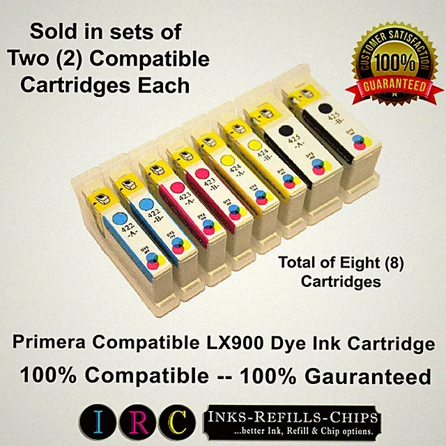 Primera LX900 Cartridges [CMYK] Compatible - Set of 8 (Two of each Color)