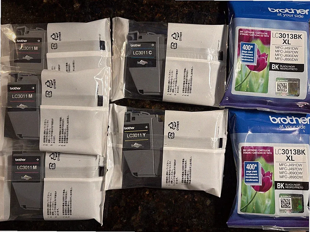 SEVEN Brother Printer Ink Cartridges - LC3013 and LC3011 Cyan, Yellow, Magenta